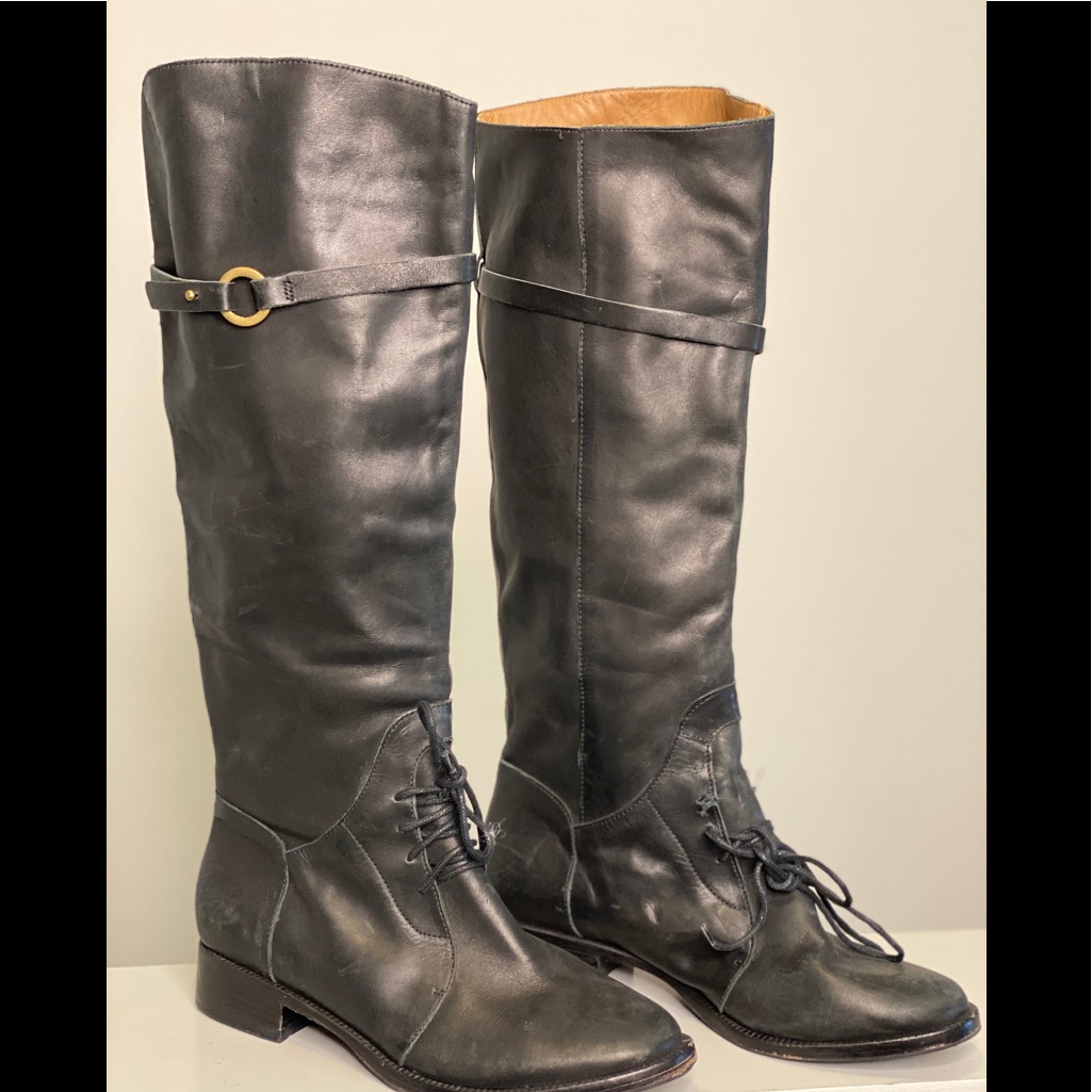 Joie Leather Riding Lace Up Boot